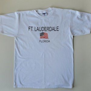 Fort Lauderdale White T-shirt with USA flag